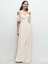 Front View Thumbnail - Ivory Dramatic Ruffle Edge Strap Chiffon Maxi Dress
