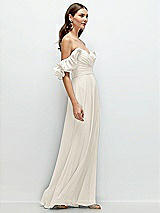 Rear View Thumbnail - Ivory Dramatic Ruffle Edge Strap Chiffon Maxi Dress