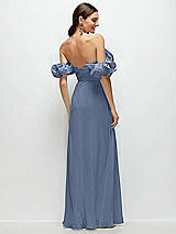Side View Thumbnail - Larkspur Blue Dramatic Ruffle Edge Strap Chiffon Maxi Dress