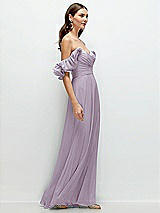 Rear View Thumbnail - Lilac Haze Dramatic Ruffle Edge Strap Chiffon Maxi Dress