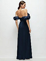 Side View Thumbnail - Midnight Navy Dramatic Ruffle Edge Strap Chiffon Maxi Dress