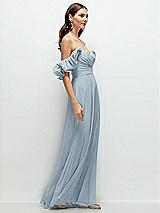 Rear View Thumbnail - Mist Dramatic Ruffle Edge Strap Chiffon Maxi Dress