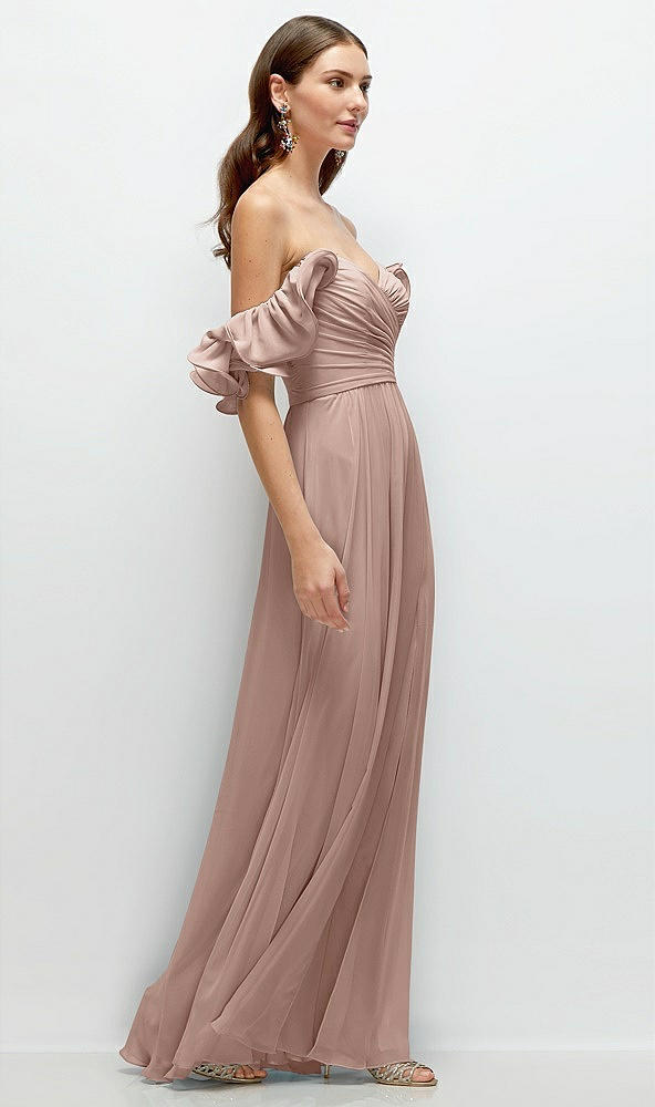 Back View - Neu Nude Dramatic Ruffle Edge Strap Chiffon Maxi Dress