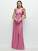 Alt View 1 Thumbnail - Orchid Pink Dramatic Ruffle Edge Strap Chiffon Maxi Dress