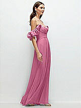 Rear View Thumbnail - Orchid Pink Dramatic Ruffle Edge Strap Chiffon Maxi Dress