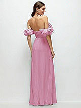 Side View Thumbnail - Powder Pink Dramatic Ruffle Edge Strap Chiffon Maxi Dress