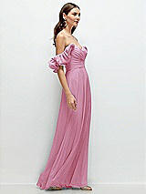 Rear View Thumbnail - Powder Pink Dramatic Ruffle Edge Strap Chiffon Maxi Dress