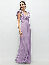 Alt View 3 Thumbnail - Pale Purple Dramatic Ruffle Edge Strap Chiffon Maxi Dress