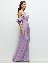 Rear View Thumbnail - Pale Purple Dramatic Ruffle Edge Strap Chiffon Maxi Dress