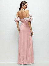 Side View Thumbnail - Rose Dramatic Ruffle Edge Strap Chiffon Maxi Dress