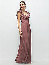 Alt View 3 Thumbnail - Rosewood Dramatic Ruffle Edge Strap Chiffon Maxi Dress