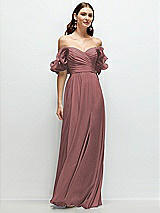 Front View Thumbnail - Rosewood Dramatic Ruffle Edge Strap Chiffon Maxi Dress