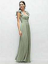 Alt View 3 Thumbnail - Sage Dramatic Ruffle Edge Strap Chiffon Maxi Dress