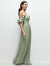 Rear View Thumbnail - Sage Dramatic Ruffle Edge Strap Chiffon Maxi Dress