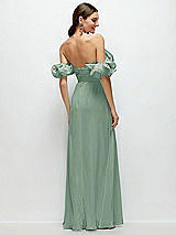 Side View Thumbnail - Seagrass Dramatic Ruffle Edge Strap Chiffon Maxi Dress