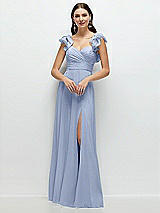 Alt View 1 Thumbnail - Sky Blue Dramatic Ruffle Edge Strap Chiffon Maxi Dress