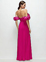 Side View Thumbnail - Think Pink Dramatic Ruffle Edge Strap Chiffon Maxi Dress