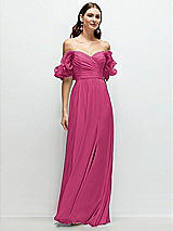 Front View Thumbnail - Tea Rose Dramatic Ruffle Edge Strap Chiffon Maxi Dress