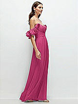 Rear View Thumbnail - Tea Rose Dramatic Ruffle Edge Strap Chiffon Maxi Dress
