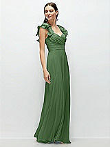 Alt View 3 Thumbnail - Vineyard Green Dramatic Ruffle Edge Strap Chiffon Maxi Dress