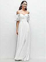 Front View Thumbnail - White Dramatic Ruffle Edge Strap Chiffon Maxi Dress