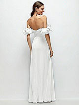 Side View Thumbnail - White Dramatic Ruffle Edge Strap Chiffon Maxi Dress