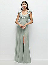 Alt View 1 Thumbnail - Willow Green Dramatic Ruffle Edge Strap Chiffon Maxi Dress
