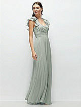 Alt View 3 Thumbnail - Willow Green Dramatic Ruffle Edge Strap Chiffon Maxi Dress