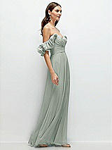 Rear View Thumbnail - Willow Green Dramatic Ruffle Edge Strap Chiffon Maxi Dress