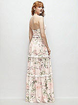 Rear View Thumbnail - Blush Garden Strapless Chiffon Maxi Dress with Tiered Micro Ruffle Full Skirt