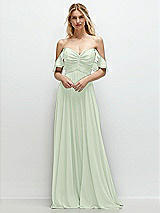 Alt View 1 Thumbnail - Mint Green Convertible Ruffle Strap Chiffon Maxi Dress with Full Circle Skirt