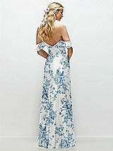 Alt View 3 Thumbnail - Cottage Rose Dusk Blue Convertible Ruffle Strap Chiffon Maxi Dress with Full Circle Skirt