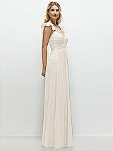 Side View Thumbnail - Ivory Convertible Ruffle Strap Chiffon Maxi Dress with Full Circle Skirt