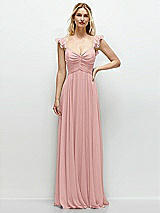 Front View Thumbnail - Rose Convertible Ruffle Strap Chiffon Maxi Dress with Full Circle Skirt