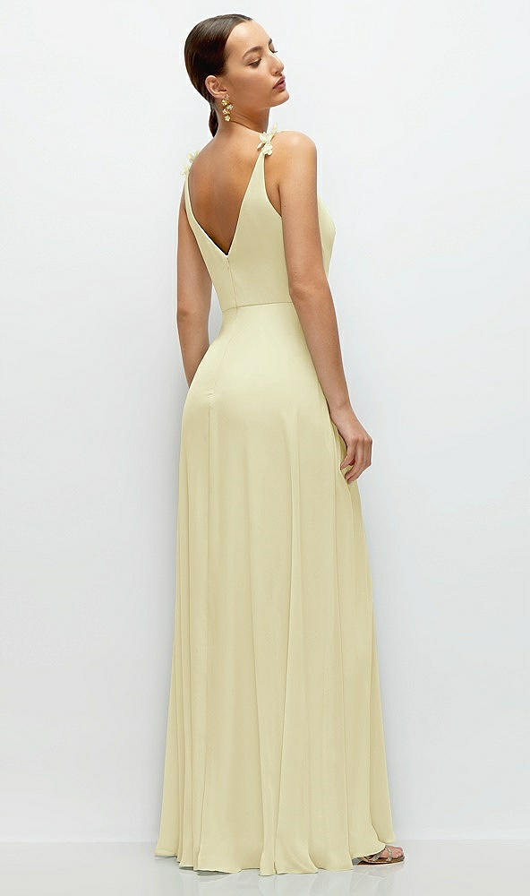 Back View - Butter Yellow Cowl Neck Chiffon Maxi Dress with Hand-Worked Petal Straps