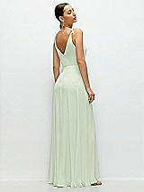 Rear View Thumbnail - Mint Green Cowl Neck Chiffon Maxi Dress with Hand-Worked Petal Straps