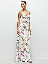 Side View Thumbnail - Butterfly Botanica Ivory Cowl Neck Chiffon Maxi Dress with Hand-Worked Petal Straps