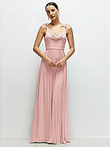 Front View Thumbnail - Rose Cowl Neck Chiffon Maxi Dress with Hand-Worked Petal Straps