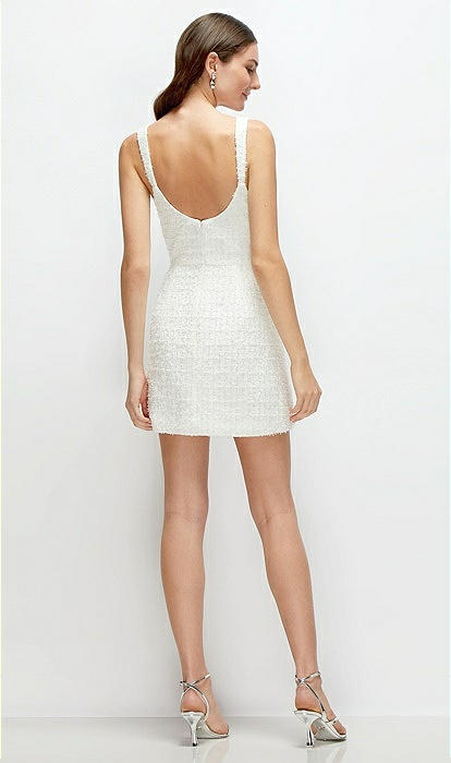 Luxe Bridal Tweed Mini Bridesmaid Dress With Sequin Flower Detail