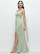 Front View Thumbnail - Vintage Primrose Sage Skinny Chiffon Scarf