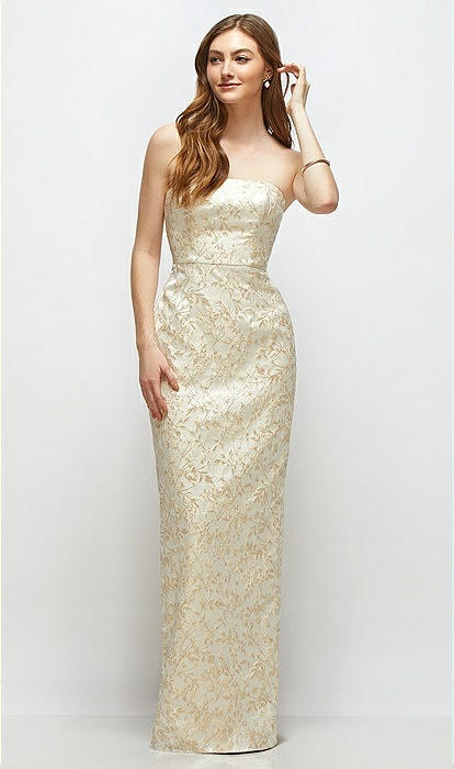 Robe Cocktail Sans Bretelles BCBG Max Azria - Soie Métallique Dorée - Taille 6 Neuve