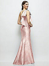 Front View Thumbnail - Bow And Blossom Print Bow One-Shoulder Satin Floral Maxi Dress with Trumpet Skirt
