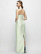 Rear View Thumbnail - Mint Green Strapless Satin Column Dress with Bow-Trimmed Skinny Belt