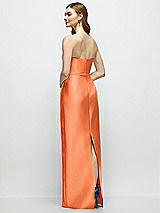 Rear View Thumbnail - Portofino Orange Strapless Satin Column Dress with Bow-Trimmed Skinny Belt