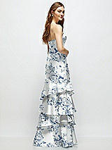 Rear View Thumbnail - Cottage Rose Larkspur Floral Strapless Bodycon Maxi Dress with Tiered Ruffle Skirt