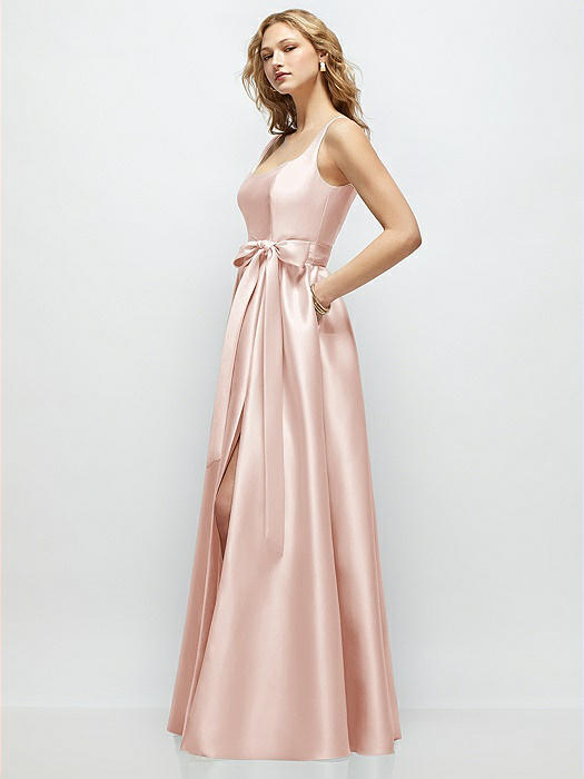 Scoop-Neck Tank Bodice Maxi Dress with Full Skirt