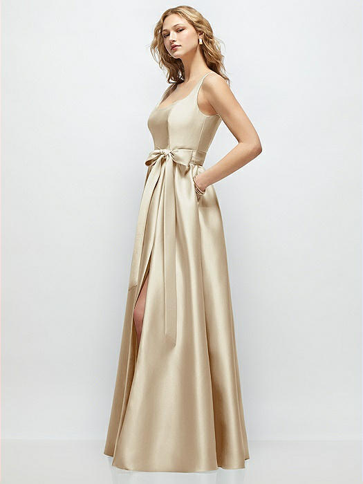 Scoop-Neck Tank Bodice Maxi Dress with Full Skirt