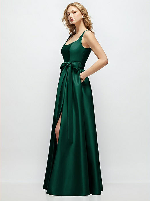 Scoop-Neck Tank Bodice Maxi Dress with Full Skirt