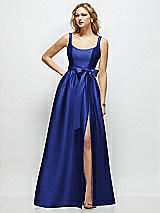 Side View Thumbnail - Cobalt Blue Scoop-Neck Tank Bodice Maxi Dress with Full Skirt