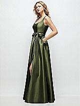 Front View Thumbnail - Olive Green Scoop-Neck Tank Bodice Maxi Dress with Full Skirt
